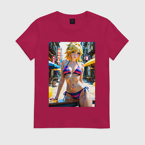 Женская футболка Труська в откровенном наряде / Маджента – фото 1