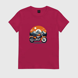 Футболка хлопковая женская Дорога свободы, цвет: маджента