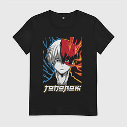 Футболка хлопковая женская Шото Тодороки Моя геройская академия, цвет: черный