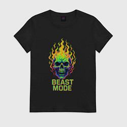 Футболка хлопковая женская Beast mode, цвет: черный