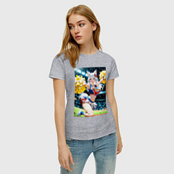 Футболка хлопковая женская Жаркая поддержка от лисицы, цвет: меланж — фото 2