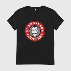 Футболка хлопковая женская El profesor coffee, цвет: черный