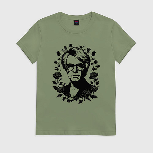 Женская футболка Энди Уорхол в цветочном обрамлении / Авокадо – фото 1
