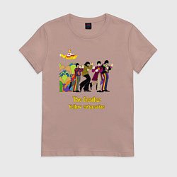 Футболка хлопковая женская The Beatles flowers, цвет: пыльно-розовый