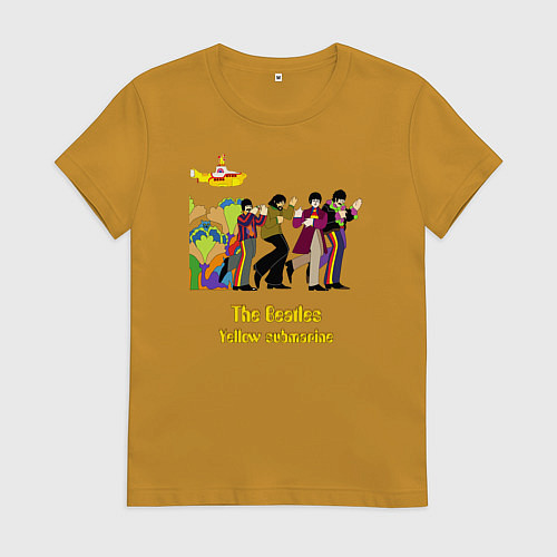 Женская футболка The Beatles flowers / Горчичный – фото 1