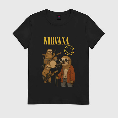 Женская футболка Nirvana ленивцы / Черный – фото 1
