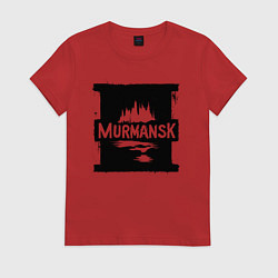 Футболка хлопковая женская Мурманск в стрит-арт стиле, цвет: красный