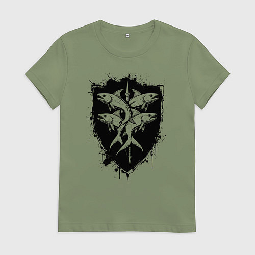 Женская футболка Четыре рыбы на щите / Авокадо – фото 1