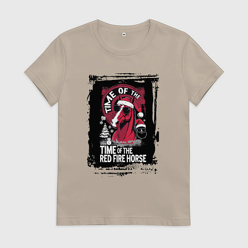 Женская футболка Красный огненный конь / Миндальный – фото 1