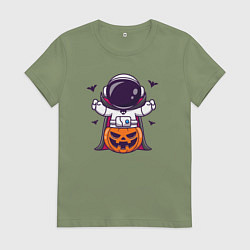 Футболка хлопковая женская Spaceman halloween, цвет: авокадо