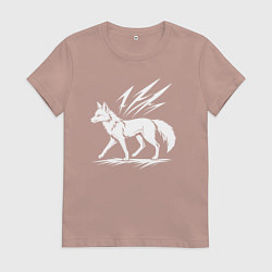 Футболка хлопковая женская Лисица с молниями, цвет: пыльно-розовый