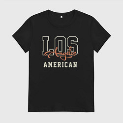 Футболка хлопковая женская Los Angeles american, цвет: черный