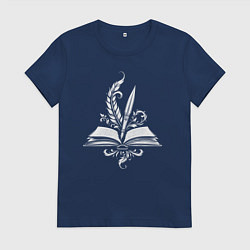 Футболка хлопковая женская Вдохновение в строках, цвет: тёмно-синий