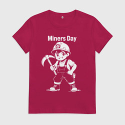 Футболка хлопковая женская День шахтера аниме, цвет: маджента