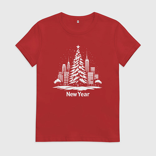 Женская футболка Новогодняя сказка Нью-Йорка / Красный – фото 1