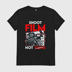 Футболка хлопковая женская Снимай фильмы, цвет: черный