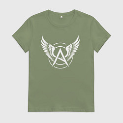 Футболка хлопковая женская А с крыльями, цвет: авокадо