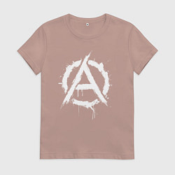 Футболка хлопковая женская А в круге краски, цвет: пыльно-розовый