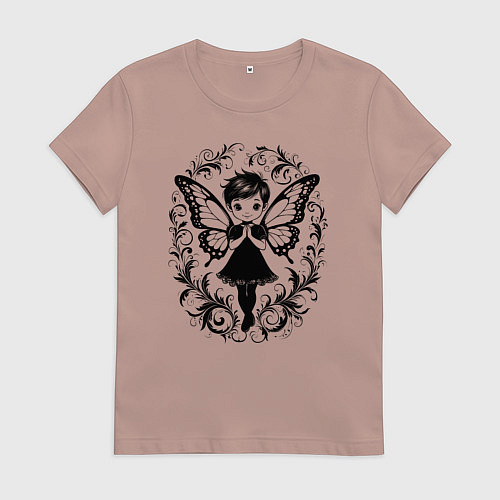 Женская футболка Фея в орнаменте / Пыльно-розовый – фото 1