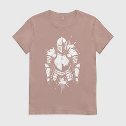 Футболка хлопковая женская Доспехи рыцаря граффити, цвет: пыльно-розовый