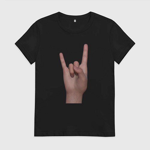 Женская футболка Жест коза правой рукой / Черный – фото 1