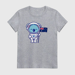 Футболка хлопковая женская Коала космонавт, цвет: меланж