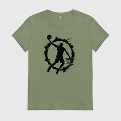 Футболка хлопковая женская Данк в круге, цвет: авокадо