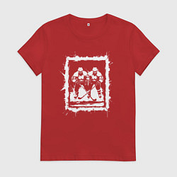 Футболка хлопковая женская Дуэль на льду, цвет: красный