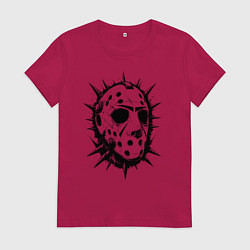 Футболка хлопковая женская Шипастая хоккейная маска, цвет: маджента