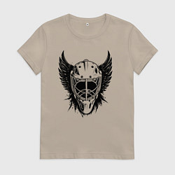 Футболка хлопковая женская Крылатая хоккейная маска, цвет: миндальный