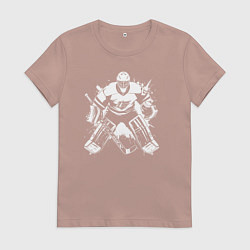 Футболка хлопковая женская Хоккейный вратарь граффити, цвет: пыльно-розовый