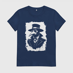 Футболка хлопковая женская Чумной доктор в шляпе, цвет: тёмно-синий