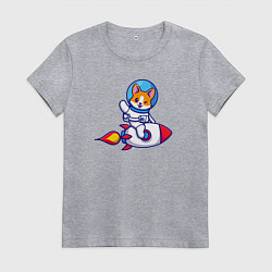 Футболка хлопковая женская Собачка на ракете, цвет: меланж