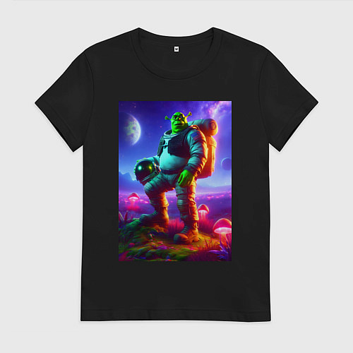 Женская футболка Космонавт Шрек на похожей планете / Черный – фото 1