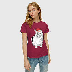 Футболка хлопковая женская Мемный кот Бендер - 2026, цвет: маджента — фото 2