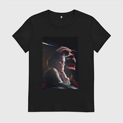 Футболка хлопковая женская Смех Джокера, цвет: черный