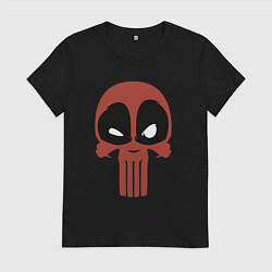 Футболка хлопковая женская Deadpool skeletor, цвет: черный