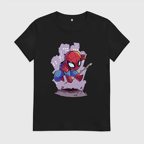 Женская футболка Человек-паук в городе / Черный – фото 1