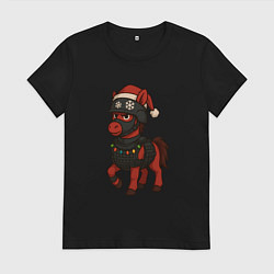 Футболка хлопковая женская Лошадка в стиле CS GO, цвет: черный