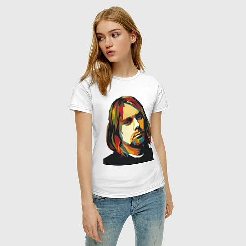 Женская футболка Курт Кобейн: фан-арт / Белый – фото 3