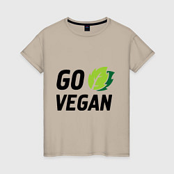 Футболка хлопковая женская Go vegan, цвет: миндальный