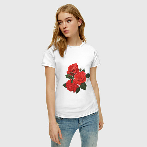 Женская футболка Красные розы / Белый – фото 3