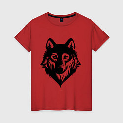 Футболка хлопковая женская Призрачный волк, цвет: красный