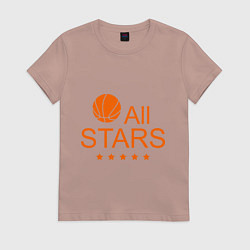 Футболка хлопковая женская All stars (баскетбол), цвет: пыльно-розовый