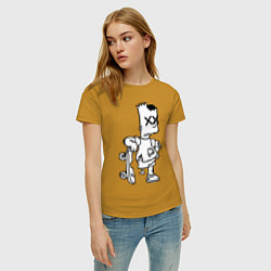 Футболка хлопковая женская Bart Simpsons Zombie, цвет: горчичный — фото 2
