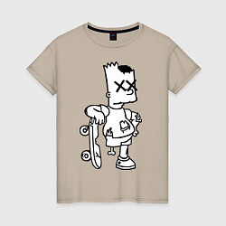 Футболка хлопковая женская Bart Simpsons Zombie, цвет: миндальный