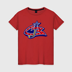 Футболка хлопковая женская HC Columbus Blue Jackets, цвет: красный