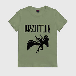 Футболка хлопковая женская Led Zeppelin, цвет: авокадо