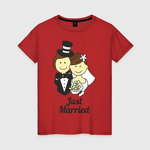 Женская футболка Just Married - Молодожены / Красный – фото 1