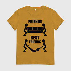 Футболка хлопковая женская Best friends, цвет: горчичный